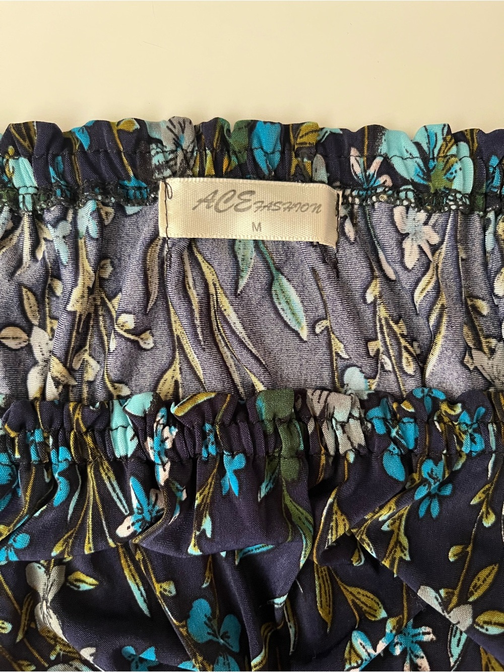 Ace Fashion | Boho Off-Shoulder Navy Floral Maxi Dress with Bell Sleeves - Picture 6 of 8